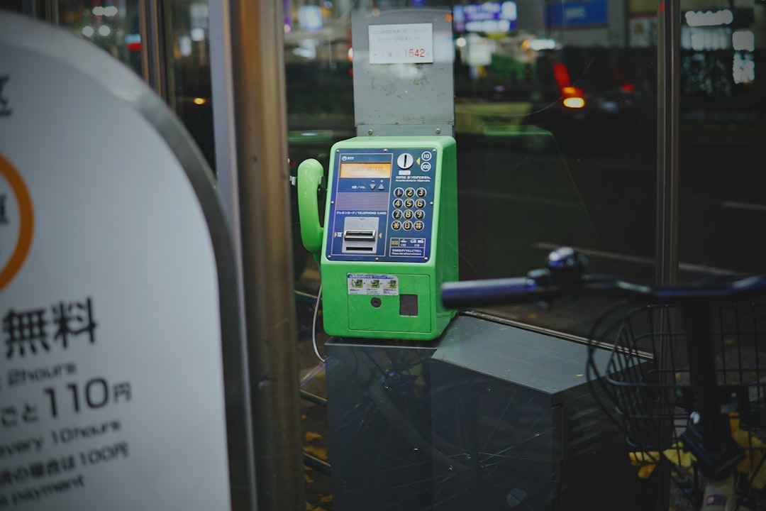 a pay phone at night