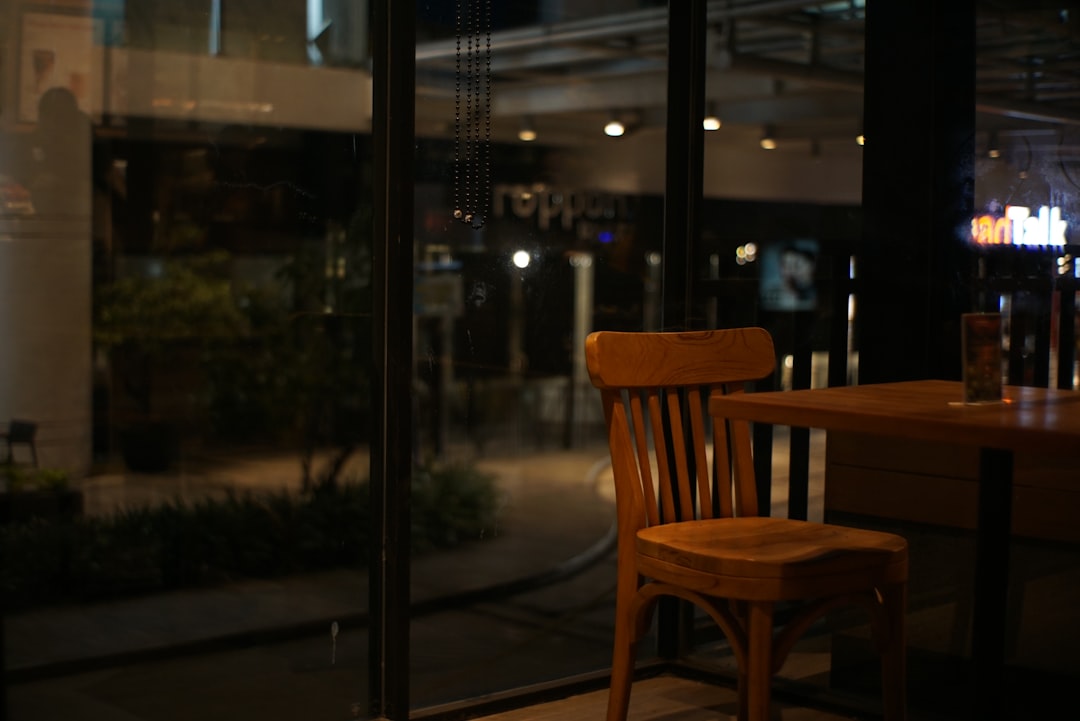 brown wooden table with brown wooden chair